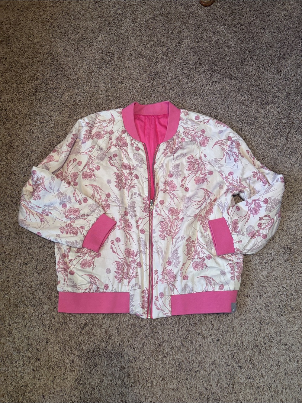 Blue b Floral Pink Bomber Jacket - Women's Lightweight Coat L